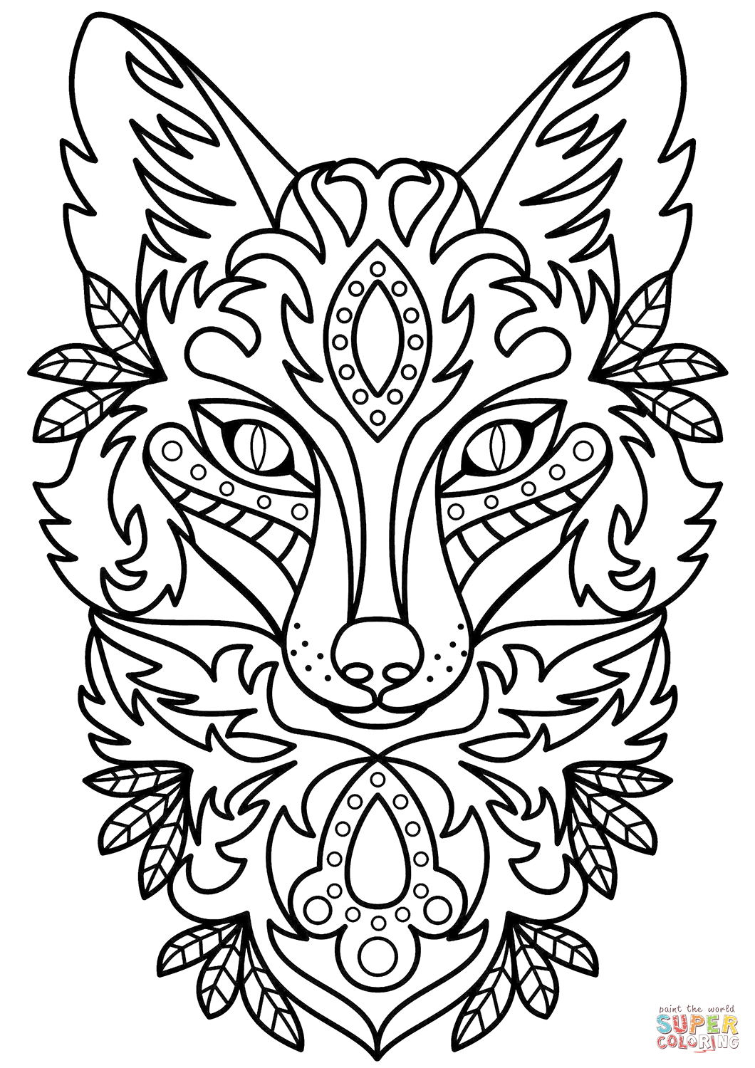 zentangle-fox-head-coloring-page