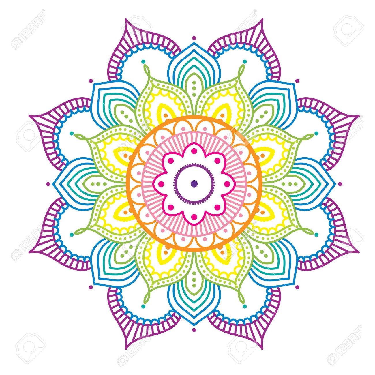 69975683-rainbow-colorful-mandala-on-pink-background-illustration